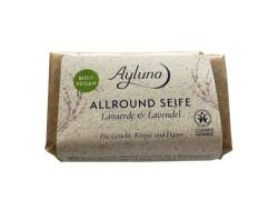 Ayluna Naturkosmetik Allround Seife Lavaerde & Lavendel mit 10% Lavaerde für Gesicht, Körper und Haare 100 g von Ayluna