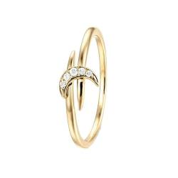 Ayoiow 9K Gold Ringe für Frauen Mondring Verlobungsringe für Damen von Ayoiow