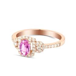 Ayoiow Damen Ring 18 Karat Ehering Damen Oval 0.67ct Rosa Blau Saphir Ringe 0.235ct Damenring Steine Ring Rosa von Ayoiow