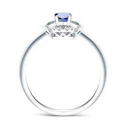 Ayoiow Damen Ring 18 Karat Ehering Damen Oval 0.97ct Blau Saphir Ring 0.1ct Damen Ring Steinchen Ringe Blau von Ayoiow