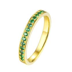 Ayoiow Damen Ring 18 Karat Ring Damen Verlobung Rund 0.2ct Grün Smaragd Ring Ringe Grün von Ayoiow