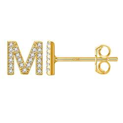 Ayoiow Damenohrstecker Modern, Damen Ohrring 925 Buchstabe M mit Zirkonia Ohrringe Gold Schmuck Ohrringe Damen von Ayoiow