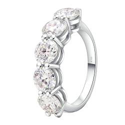 Ayoiow Ehering Damen, Hochzeitsringe Weißgold 585 mit Rund Moissanit 0.4ct Ringe Weiß Größe 60 (19.1) von Ayoiow