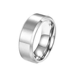 Ayoiow Eheringe Edelstahl, Eheringe Silber 8MM Matte Bands Ring Abgeschrägte Kanten Größe 70 (22.3) von Ayoiow