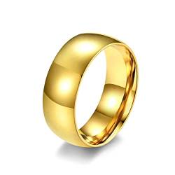 Ayoiow Eheringe Edelstahl, Verlobungsringe Gold 8MM Hochglanzpolierter Komfort Fit Bands Ring Größe 70 (22.3) von Ayoiow
