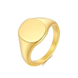 Ayoiow Eheringe Männer, Damenringe Edelstahl Breit 12mm Siegel Poliert Trauringe Gold Ring Größe 54 (17.2) von Ayoiow