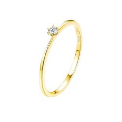 Ayoiow Gold Ringe Frauen 18K Runder Ring Mit Weißer Runder Form Diamant Ring Damen Hochzeit von Ayoiow