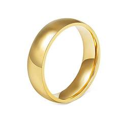 Ayoiow Gothic Ring Männer, Männerring Edelstahl 6 mm Einfach Band Poliert Hochzeit Ringe Gold Ring Größe 70 (22.3) von Ayoiow