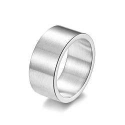 Ayoiow Herrenring Edelstahl, Ring Verlobung Silber 10MM Einfacher Bandring Größe 65 (20.7) von Ayoiow