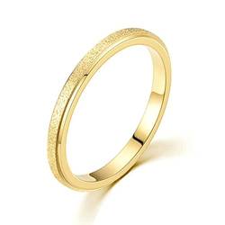 Ayoiow Hochzeitsring Damen, Damenring Edelstahl 2 mm Kleines Band Mit Matt Finish Ring Größe 60 (19.1), Gold von Ayoiow