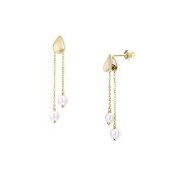 Ayoiow Ohrringe 18K Blätter Mit Perlen Baumeln Gold Tropfen Ohrringe Damen von Ayoiow