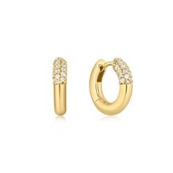 Ayoiow Ohrringe 925 Damen Eingelegte Zirkon Reifen Ohrringe Gold Creolen Damen von Ayoiow