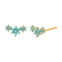 Ayoiow Ohrstecker 925, 925 Ohrringe Damen Blume mit Türkis Ohrringe Gold Ohrschmuck Mädchen von Ayoiow