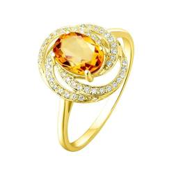 Ayoiow Ring 18 Karat Verlobungsringe Damen Oval 0.94ct Gelb Citrin Ringe 0.124ct Ring Mit Steinen Ring Gelb Gold von Ayoiow