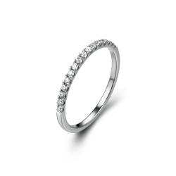 Ayoiow Ring 18K Weißgold Stapelbarer Dünner Ring Verlobungsringe Damen von Ayoiow