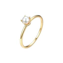 Ayoiow Ring 9K Gold Perlenkrone Verlobungsringe für Damen von Ayoiow