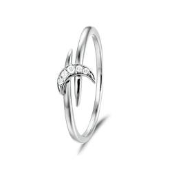Ayoiow Ring 9K Weißgold Mondring Verlobungsringe für Damen von Ayoiow