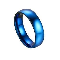 Ayoiow Ring Herren Rock, Ringe Herren Edelstahl 6 mm Einfach Band Poliert Hochzeit Band Blau Ring Größe 72 (22.9) von Ayoiow