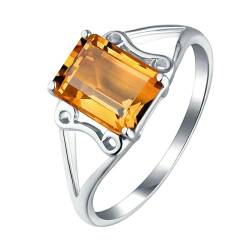 Ayoiow Ring für Frauen Gold 18 Ring für Damen Baguette Form 1.59ct Gelb Citrin Ring Ring Mit Steinen Ring Gelb Gold von Ayoiow