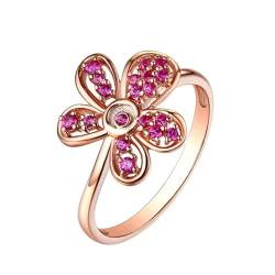 Ayoiow Ring für Frauen Rotgold 18 Ehering Damen Blume Rund 0.22ct Rot Rubin Ringe Damenring Steine Ring Roségold von Ayoiow