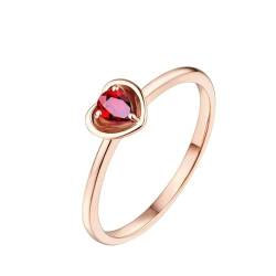 Ayoiow Ring für Frauen Rotgold 18 Ehering Damen Herz Tropfen 0.45ct Rot Rubin Ring Ringe Rot von Ayoiow