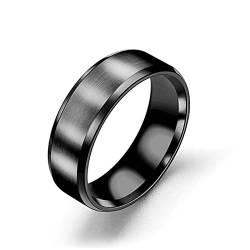 Ayoiow Ringe für Männer mit Gravur, Ringe Schwarz 8 mm Matt Fertig Trauringe Ring Größe 57 (18.1) von Ayoiow