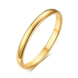 Ayoiow Trauringe Damen, Damen Ringe Edelstahl 2mm Einfach Band Poliert Hochzeit Ringe Gold Ring Größe 44 (14.0) von Ayoiow