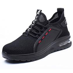 Ayqyc Leichte Arbeitsschuhe Herren S3 Sicherheitsschuhe Damen Sportlich Schutzschuhe Atmungsaktive Stahlkappen Schuhe,Schwarz,Size 43 von Ayqyc