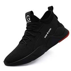 Ayqyc Sicherheitsschuhe Herren S3 Arbeitsschuhe Damen Leicht Atmungsaktiv Schutzschuhe Stahlkappe Sneakers, Schwarz-b, 44 EU von Ayqyc