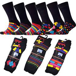 Ayra - 6 Paar Retro-Socken mit Streifen und Punkten, Größe 39-45, Schwarz mit gemischter Spitze, Schwarz mit gemischter Spitze, 6-11 von Ayra