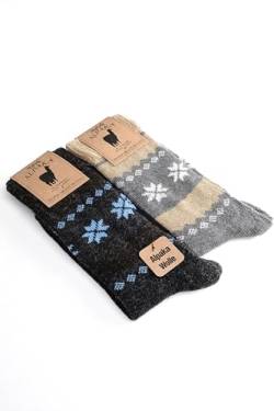 2 Paar Alpaka Socken Damen und Herren Socken, Warm & Hypoallergen Frottee-Socken - Wintersocken (DE/NL/SE/PL, Numerisch, 43, 46, Regular, Regular, Grau and Anthrazitgrau (model 3097)) von Aytuğ Çorap