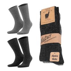 2 Paar Alpaka Socken Damen und Herren Socken, Warm & Hypoallergen Frottee-Socken - Wintersocken Grau und Anthrazitgrau von Aytuğ Çorap