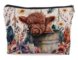 Ayxvt Highland Cow Decor,Highland Cow Gifts,Cow Makeup Bag,Cow Decor Cosmetic Bag,Lovely Highland Calf Decorative Women's Makeup Bag von Ayxvt
