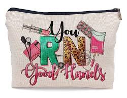 You RN Good Hands Registered Nurse Nurse Nursing Kosmetiktasche Dekorative Damen Make-up-Tasche Reißverschluss Tasche Reise Toilettenartikel, registrierte Krankenschwester RN Geschenke für Frauen, von Ayxvt