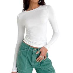 Azazaza Damen Skims Dupe Y2K Crop Top Basic Langarmshirts Eng Rundhals Slim Fit Langarm T-Shirt Oberteile Casual Streetwear von Azazaza