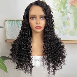 13X4 Lose Tiefe Welle Frontal Perücke Brasilianische Spitzefront Echthaarperücken Damen Remy Lockiges Echthaar Verschlussperücke 13x4 Lace Wig 22 Inch von Azedssw