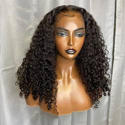 Brasilianische Leimlose Kinky Curly Lace Front Echthaarperücken Für Damen Perücke Verschluss Perücke 13x4 Lace Front Wig 180 Density 30 Inch von Azedssw