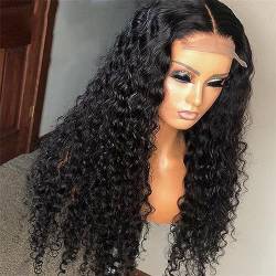 Brasilianische Tiefe Welle Frontalperücke Transparente Echthaarperücken Für Damen Vorgezupfte Tiefe Lockige Perücken 13x4 Lace Wig 24Inch 180Density von Azedssw