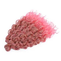 Damen Welle Flechten Haarverlängerungen Häkeln Zöpfe Kunsthaar Ombre Lockiges Blondes Wasserwellengeflecht T27 Pink 18Inch#3Pcs/Lot von Azedssw