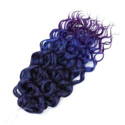 Damen Welle Flechten Haarverlängerungen Tiefes Wellenförmiges Twist Häkelhaar Synthetische Lockige Ombre Häkelzöpfe T1B Blue 24Inch 60cm#3Pcs von Azedssw