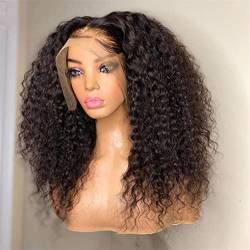 Kinky Curly Lace Closure Wig Frontal Wig Brasilianische Deep Curly Lace Front Echthaarperücken Für Damen 13x4 Lace Front Wig 150 Density 12 Inch von Azedssw