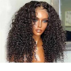 Kinky Curly Perücke Glueless Lace Front Echthaarperücken Lockige Echthaarperücke Vorgezupft 13x1 Hd T Part Wig 16 Inch 150 Density von Azedssw