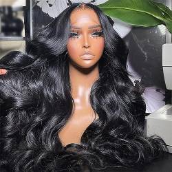 Körperwellen Lace Front Perücke Lace Frontal Perücke Für Damen Echthaar Ohne Kleber 13x4 Lace Front Wig 34Inch 180 Density von Azedssw