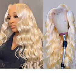 Lace Frontal Wig 13X4 Körperwelle Blonde Lace Front Perücke Brasilianische Damen Echthaar Lace Front Perücken 13x4 Lace Wig 18 Inch 180Density von Azedssw