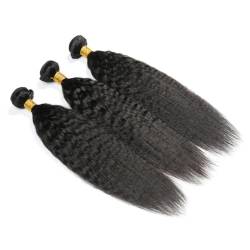 Verworrene Glatte Haarbündel 100% Menschliche Haarwebart Bündel 1/3/4 Stück Reines Haar Brasilianische Yaki Natürliche Haarverlängerungen #1B 8 8 8 von Azedssw