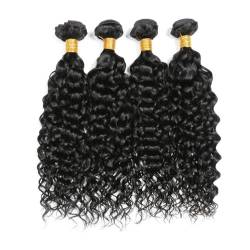 Wasser Welle Haar Bundles 100% Echthaar Verlängerung Menschliches Haar Bundles 1/3/4 PCS Natürliche Haar Verlängerung Remy Haar Bundle #1B 12 12 12 12 von Azedssw