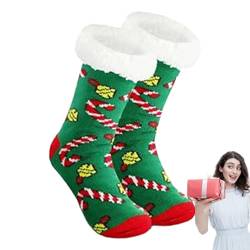 Damen Flauschige Socken,Weihnachts-Wintersocken | Weiche Damen-Baumwoll-Weihnachts-Fleece-gefütterte Slipper-Greifersocke für Kinder Aznever von Aznever