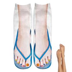 Flop-Socken - Socken mit 3D-Muster und Maniküre-Aufdruck,Lustige Slipper-Socken mit Sandalen-Aufdruck, Socken sehen aus wie Schuhe für Frauen, lustige Geschenke für Halloween, Weihnachten Aznever von Aznever