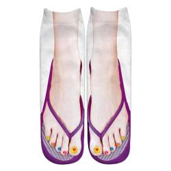 Flop-Socken mit 3D-Druck | Socken mit 3D-Muster und Maniküre-Aufdruck - Lustige Slipper-Socken mit Sandalen-Aufdruck, Socken sehen aus wie Schuhe für Frauen, lustige Geschenke für Halloween, Aznever von Aznever