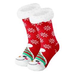 Weihnachts-Slipper-Socken - Weihnachts-Wintersocken,Weiche Damen-Baumwoll-Weihnachts-Fleece-gefütterte Slipper-Greifersocke für Kinder Aznever von Aznever